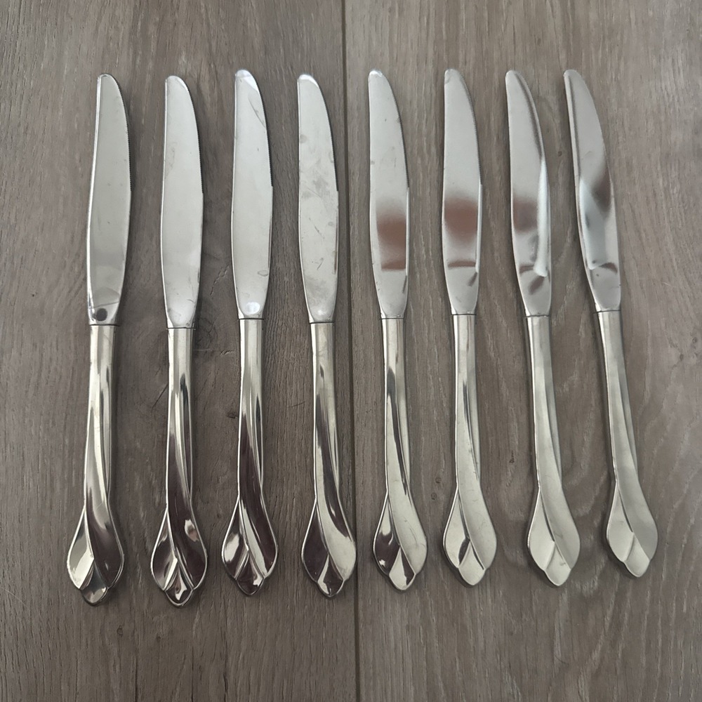 Oneida TRIBECA Glossy Dinner Knives Hollow (Set of 8) Stainless 9"